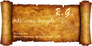 Réczei Gergő névjegykártya